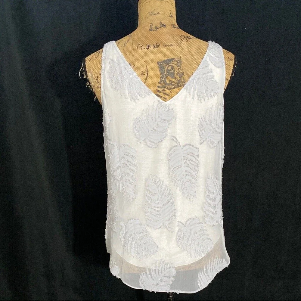 Nick + Zoe S Tunic Top Chiffon‎ Overlay Textured Smoke Gray Sleeveless Lined NWT
